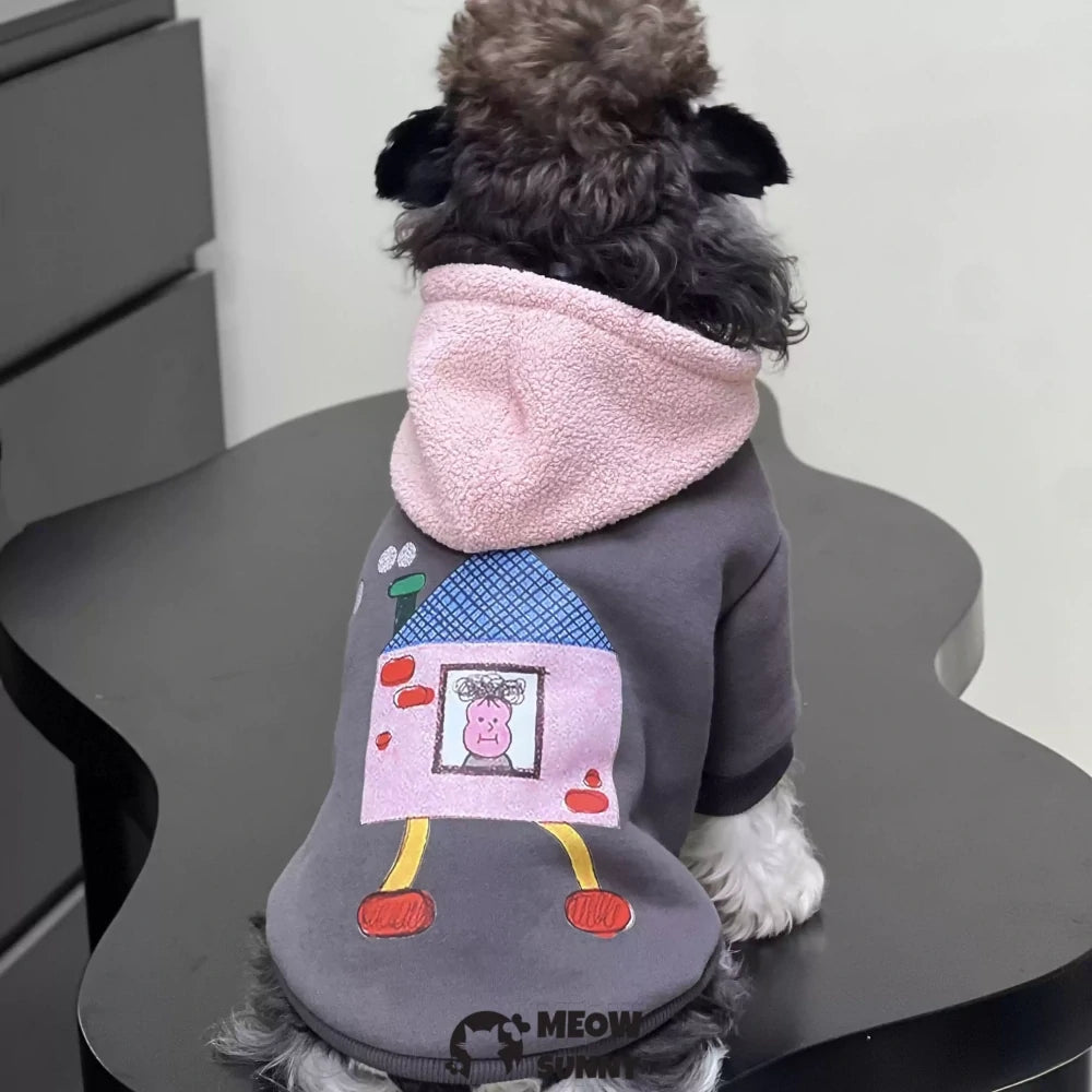 Dog Clothes Autumn/Winter Plush Cotton Gray Sweatshirt
