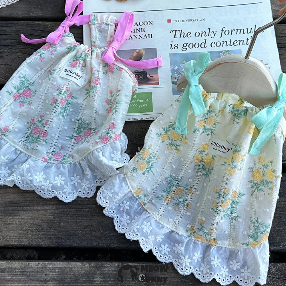 Dog Clothes Cute Floral Princess Dresses Bowknot Style Design