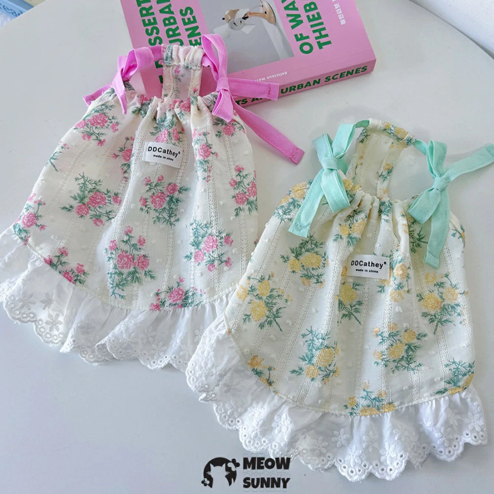 Dog Clothes Cute Floral Princess Dresses Bowknot Style Design