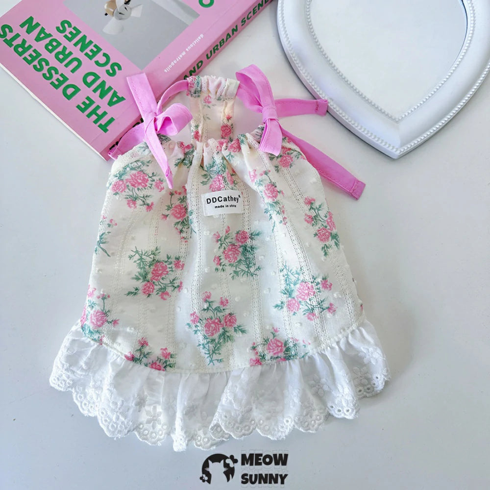 Dog Clothes Cute Floral Princess Dresses Bowknot Style Design