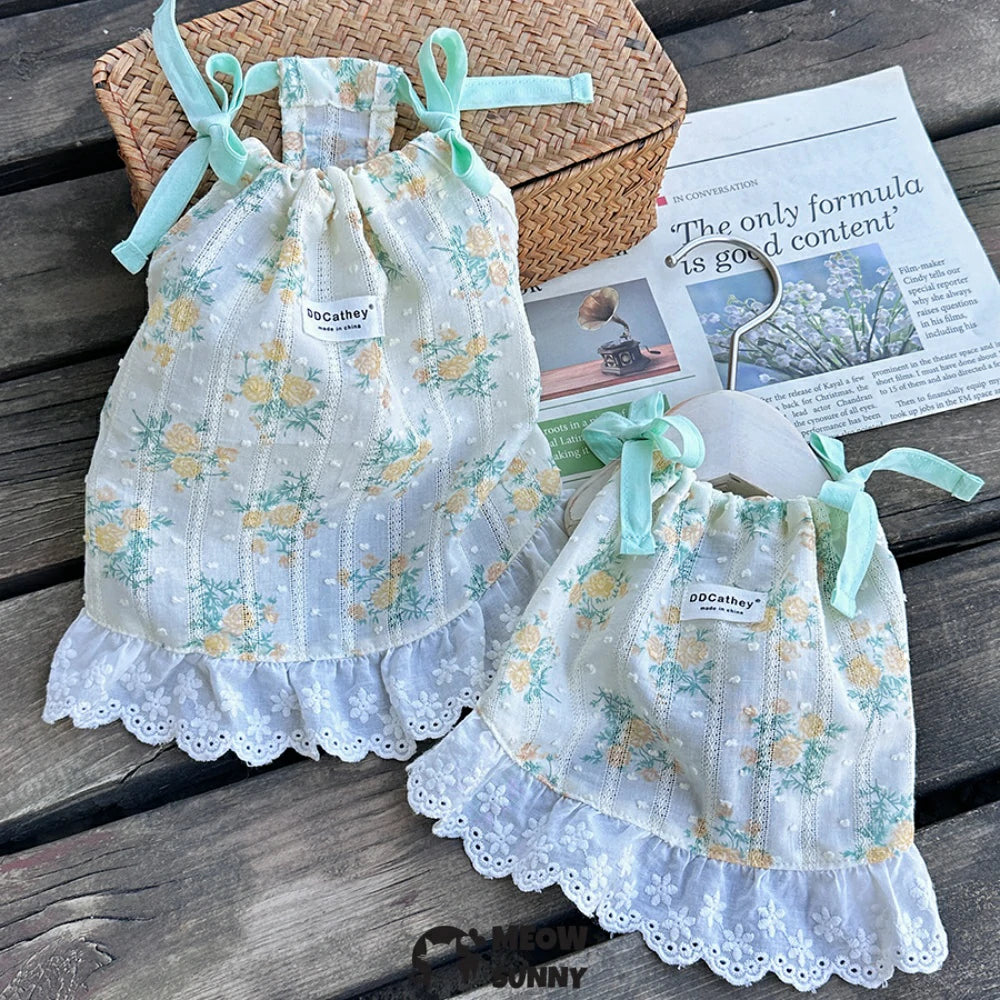 Dog Clothes Cute Floral Princess Dresses Bowknot Style Design
