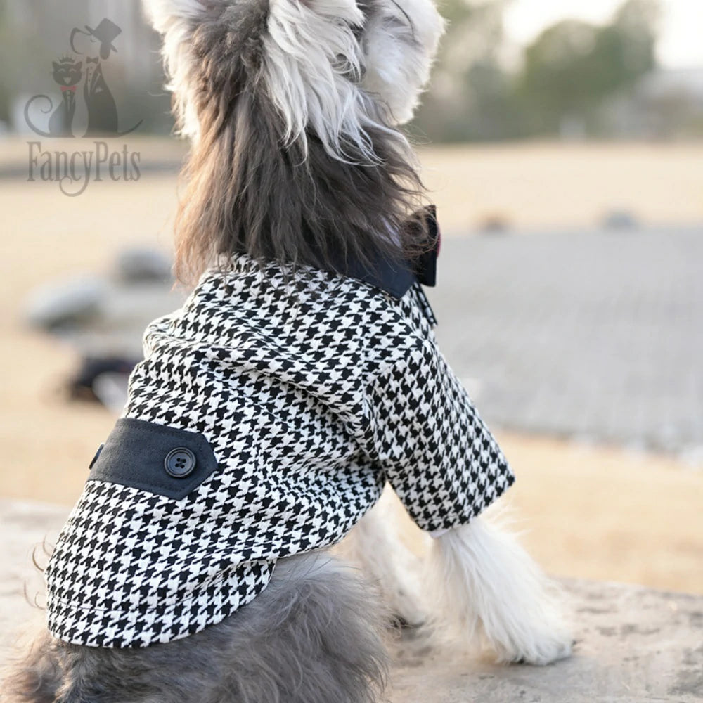 Dog Clothes Pet Suit Small and Medium Dog Houndstooth Wedding Dress