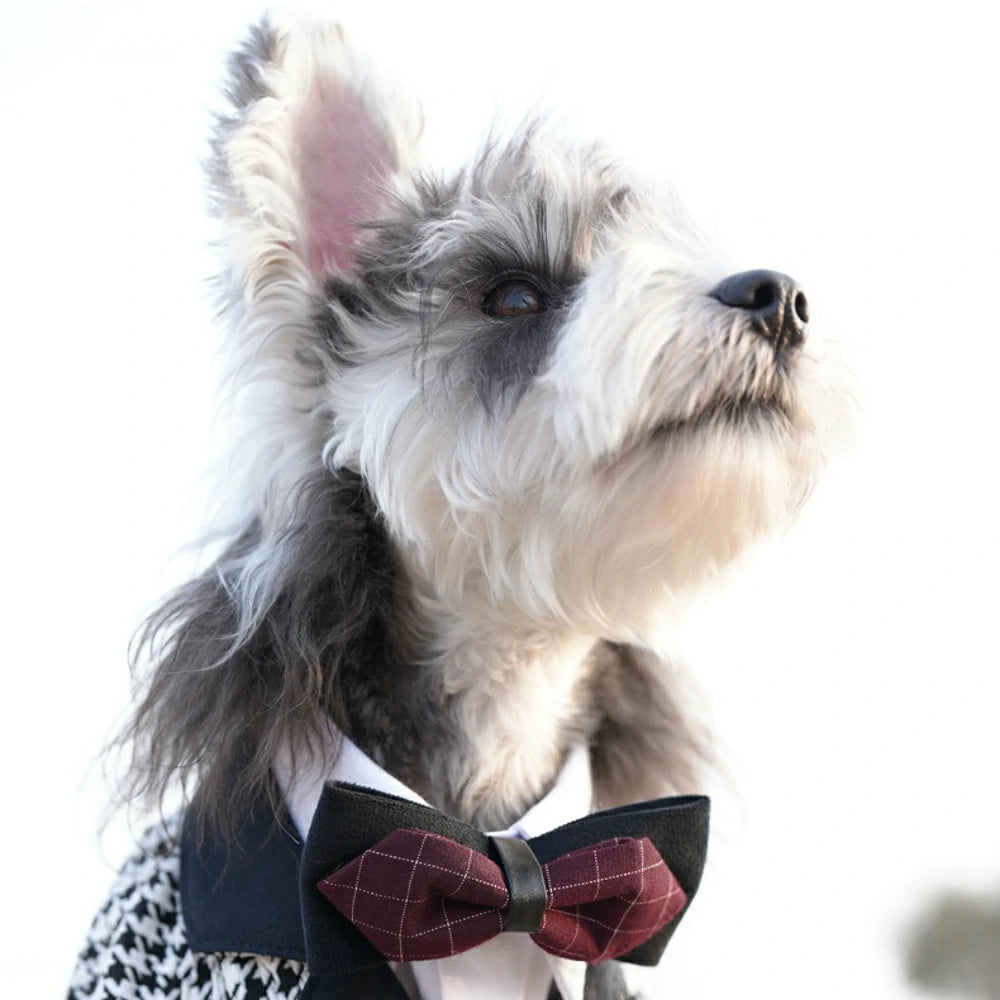 Dog Clothes Pet Suit Small and Medium Dog Houndstooth Wedding Dress