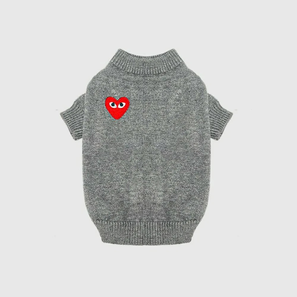 Dog Clothes Small Dog Knitted Heart Embroidered Sweater