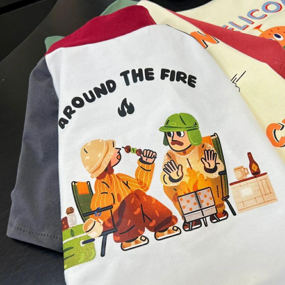 Dog Clothes Summer Cotton Colorblock BBQ T-shirt