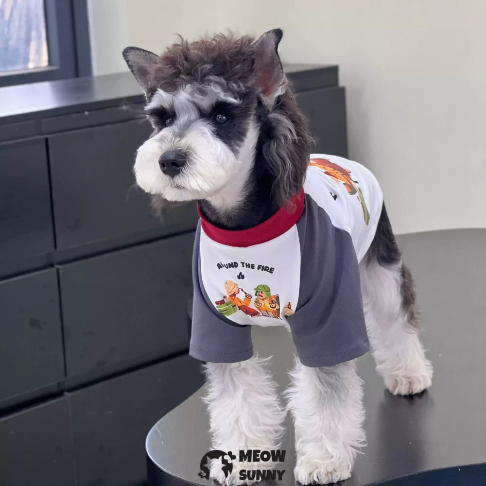 Dog Clothes Summer Cotton Colorblock BBQ T-shirt