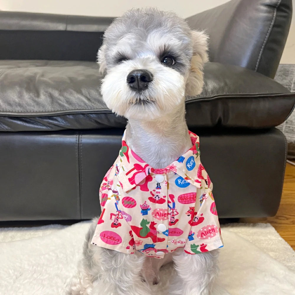 Dog Clothes Summer Thin Pink Bear Shirt