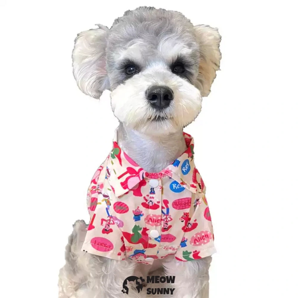 Dog Clothes Summer Thin Pink Bear Shirt