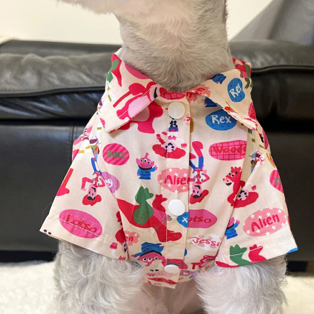 Dog Clothes Summer Thin Pink Bear Shirt