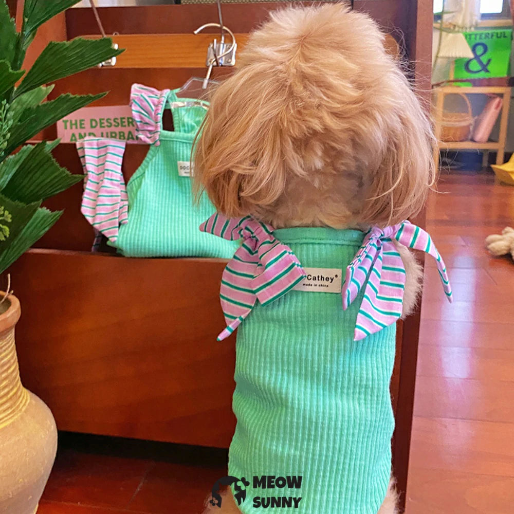Dog Dress Plaid with Bowknot Cute Dress for Small Dog