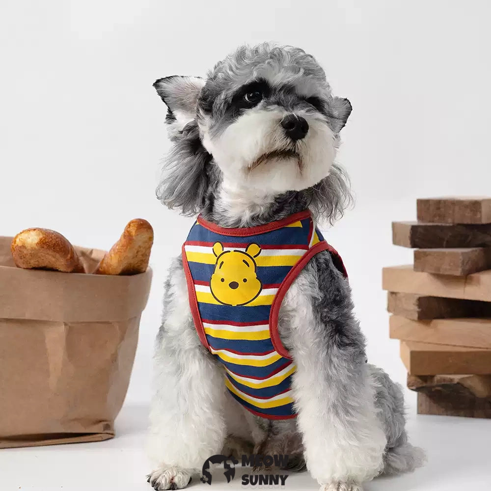 Dog Harness Girl with Bear Pattern, Striped pet Vest