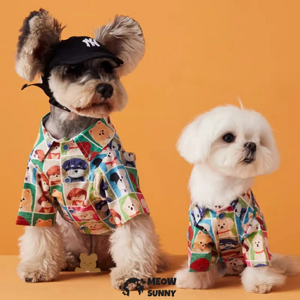 Dog Hawaiian Shirt, Dog Summer Clothes for Small Medium Dogs