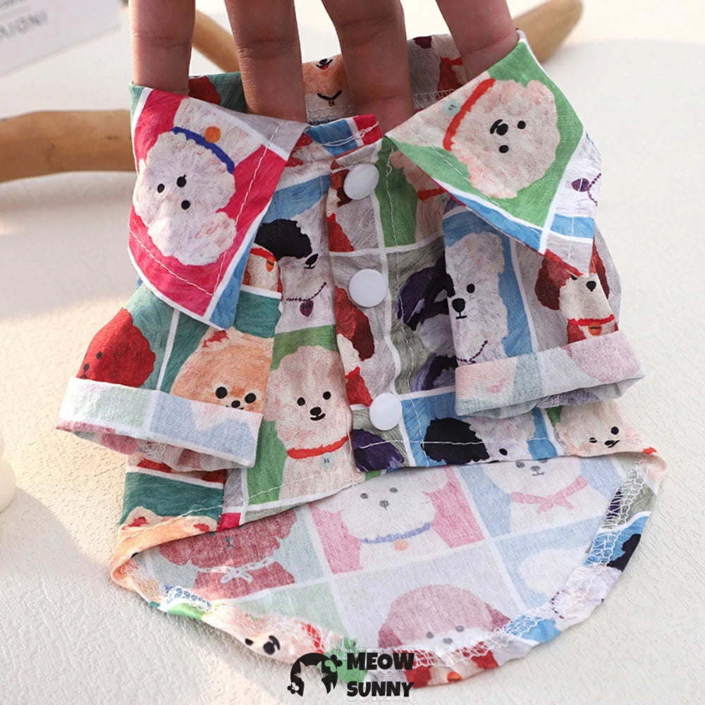 Dog Hawaiian Shirt, Dog Summer Clothes for Small Medium Dogs