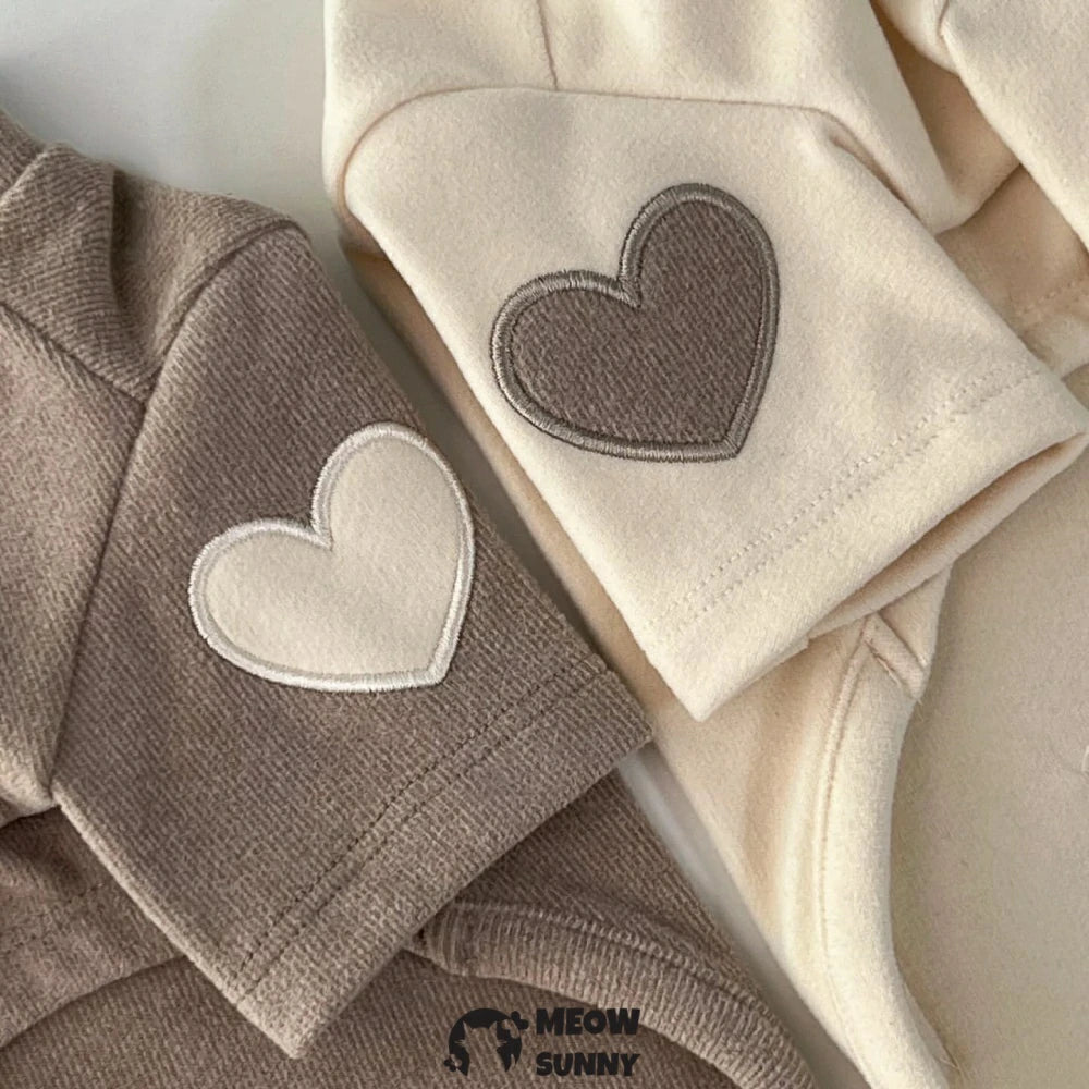 Dog Heart Embroidered Autumn and Winter Warm Sweatshirt