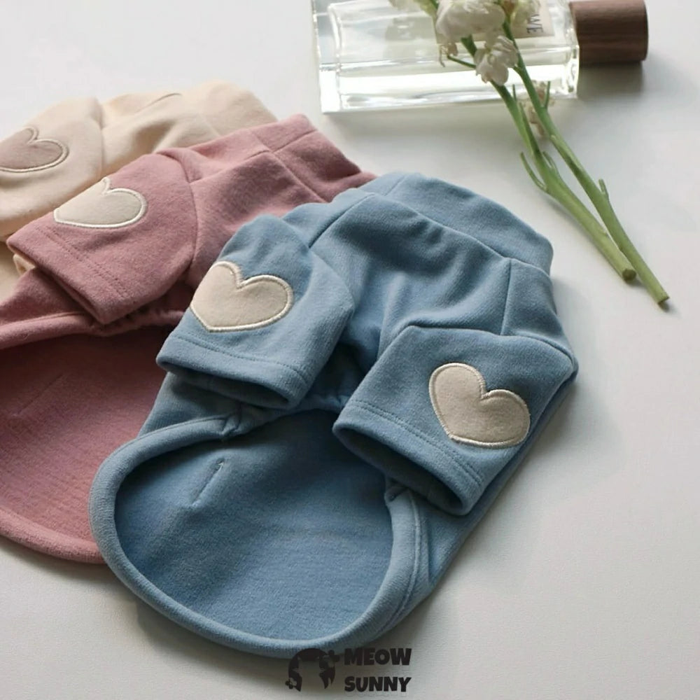 Dog Heart Embroidered Autumn and Winter Warm Sweatshirt