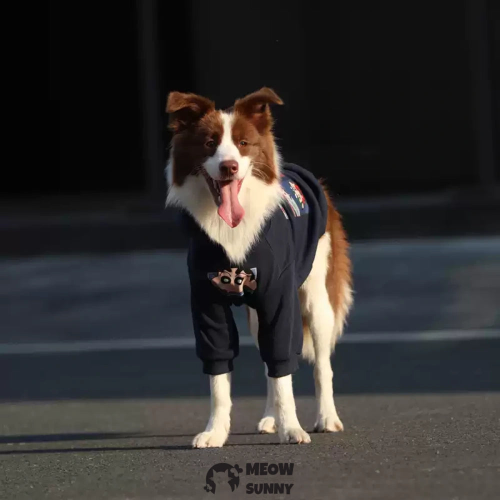 Dog Black Hoodie Pullover Stylish Apparel for Large Medium Dogs