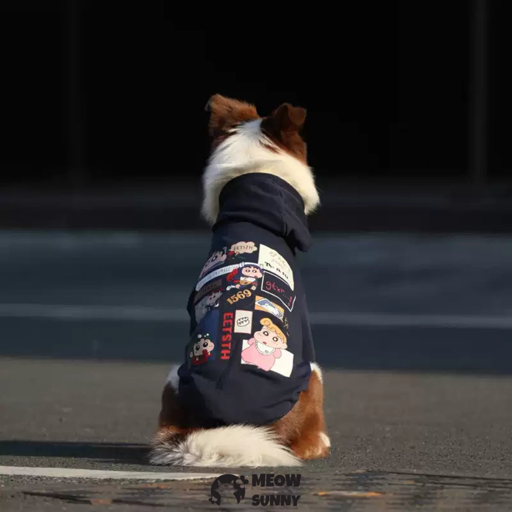 Dog Black Hoodie Pullover Stylish Apparel for Large Medium Dogs