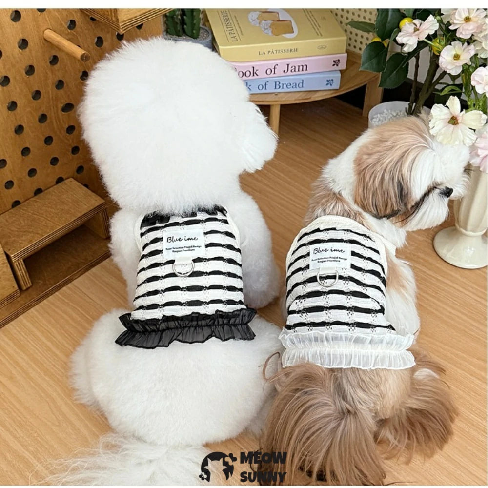 Dog Lightweight Stretchy Dog T-Shirts Soft Cool Sleeveless Breathable Stripe Vests
