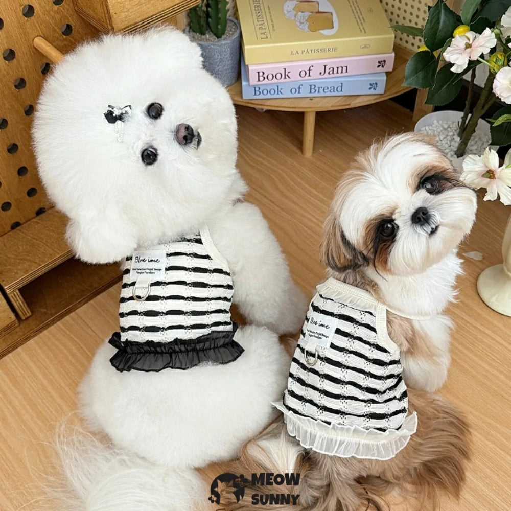 Dog Lightweight Stretchy Dog T-Shirts Soft Cool Sleeveless Breathable Stripe Vests