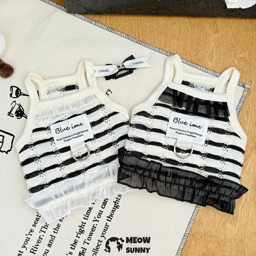 Dog Lightweight Stretchy Dog T-Shirts Soft Cool Sleeveless Breathable Stripe Vests