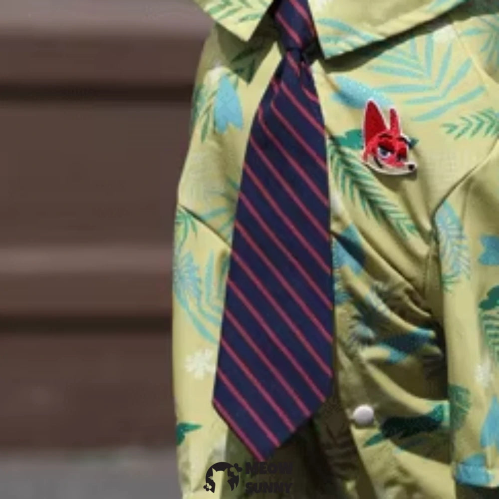 Dog Hawaiian Puppy Clothes, Leaf Printed Lapel Summer Polo T-Shirt