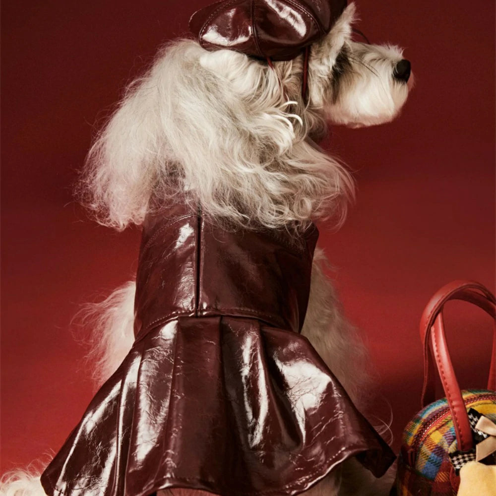 Dog Skirt Teddy Bichon Maltese Leather Skirt Vest