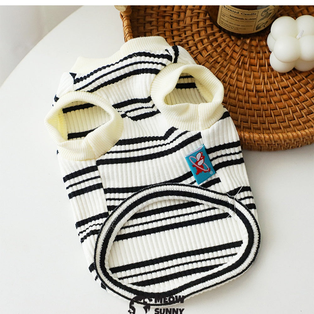 Dog Striped Shirt Cotton Sleeveless Puppy Dog Shirts Breathable Pet Apparel
