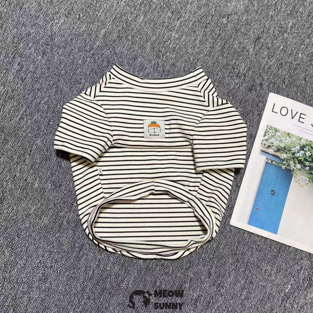Dog Striped T-Shirt Cotton Breathable Pet Apparel Colorful Puppy Sweatshirt Clothes