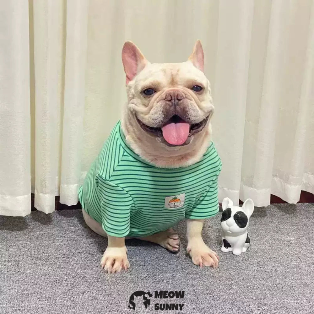 Dog Striped T-Shirt Cotton Breathable Pet Apparel Colorful Puppy Sweatshirt Clothes