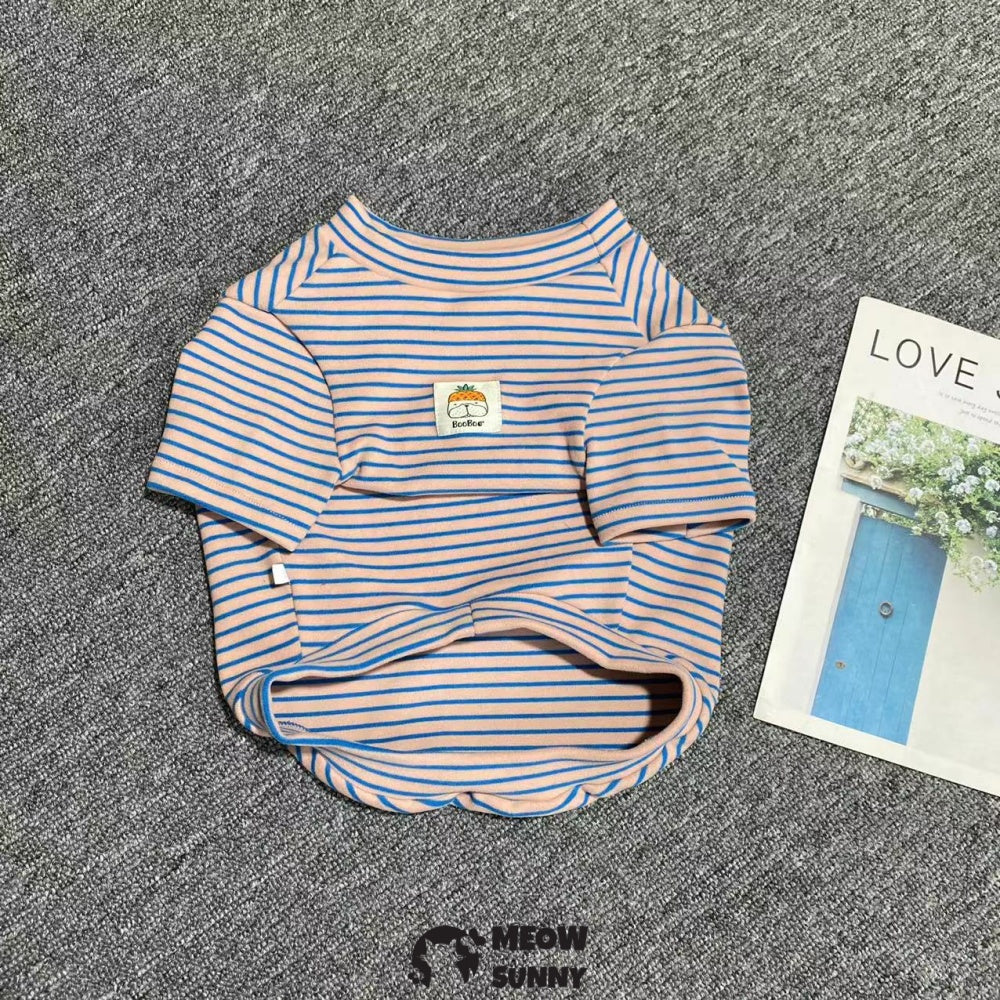 Dog Striped T-Shirt Cotton Breathable Pet Apparel Colorful Puppy Sweatshirt Clothes
