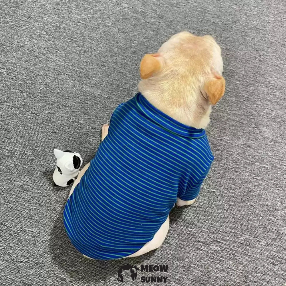 Dog Striped T-Shirt Cotton Breathable Pet Apparel Colorful Puppy Sweatshirt Clothes