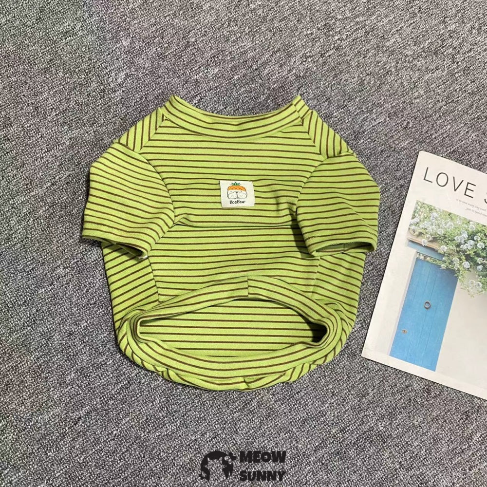 Dog Striped T-Shirt Cotton Breathable Pet Apparel Colorful Puppy Sweatshirt Clothes