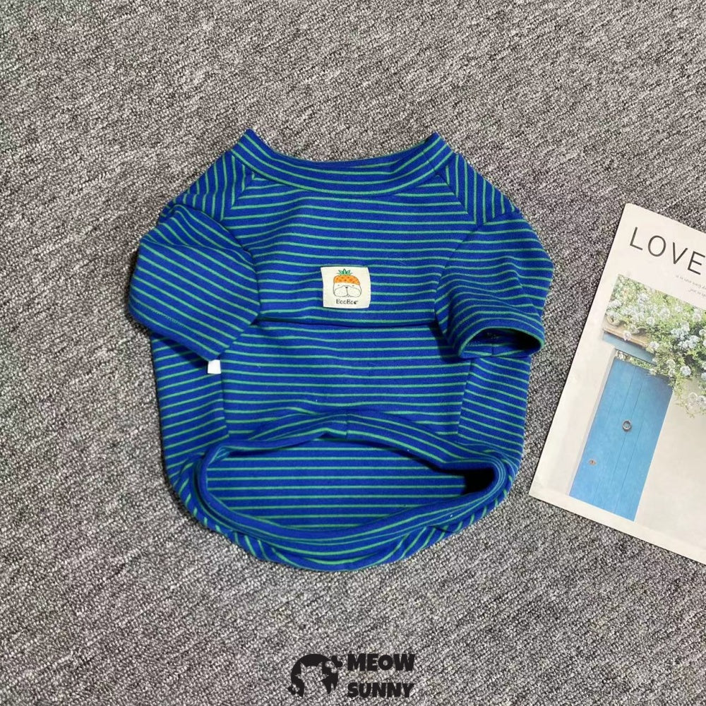 Dog Striped T-Shirt Cotton Breathable Pet Apparel Colorful Puppy Sweatshirt Clothes