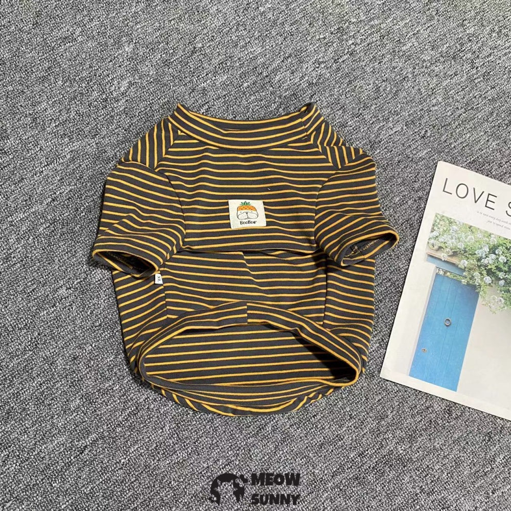 Dog Striped T-Shirt Cotton Breathable Pet Apparel Colorful Puppy Sweatshirt Clothes