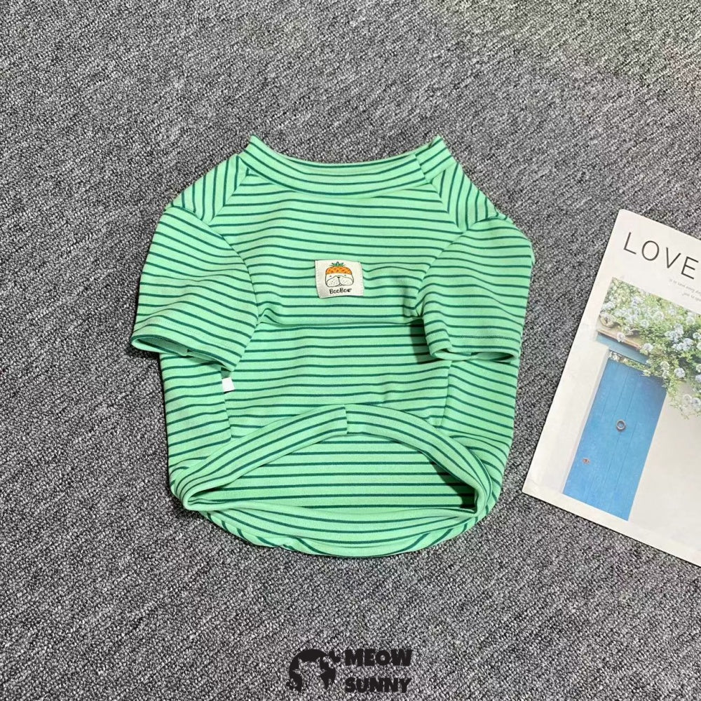 Dog Striped T-Shirt Cotton Breathable Pet Apparel Colorful Puppy Sweatshirt Clothes