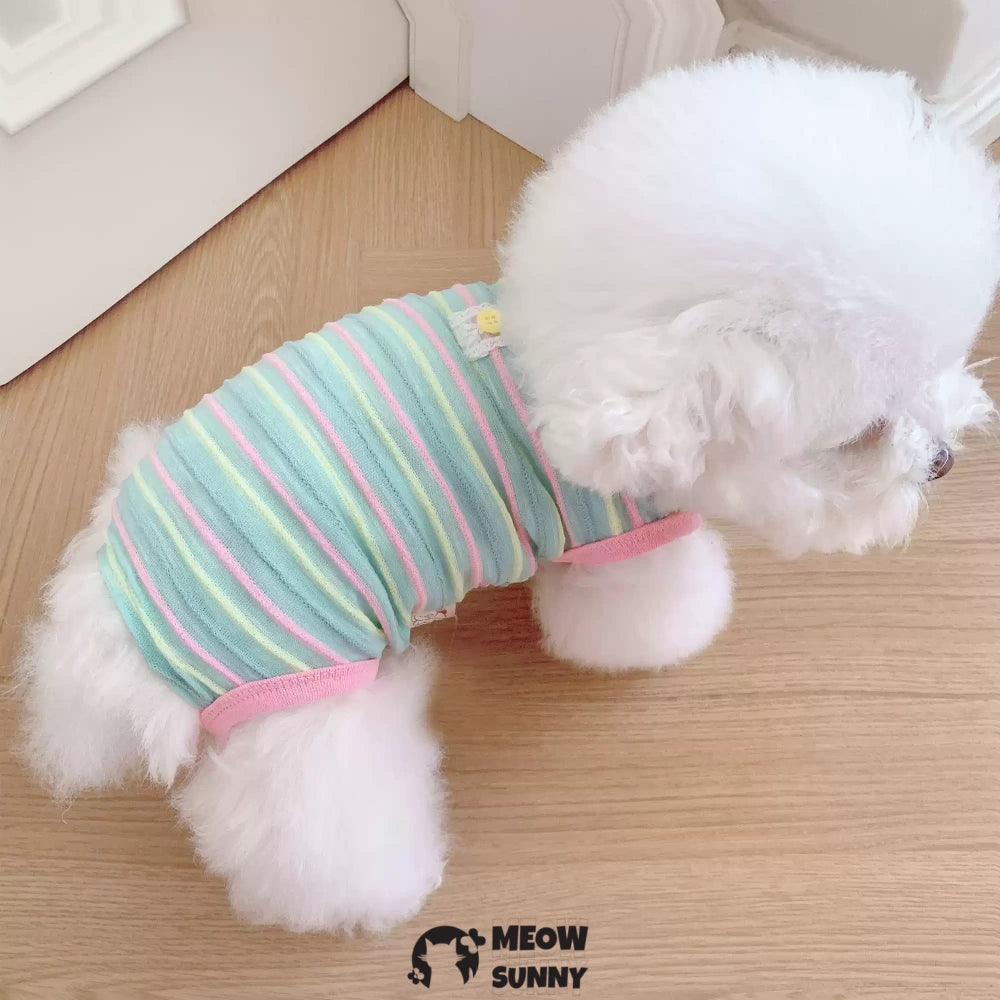 Dog Striped T-Shirt Cotton Breathable Pet Apparel Colorful bodysuit