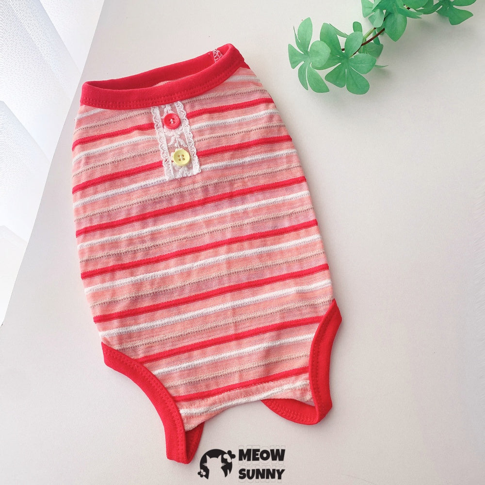 Dog Striped T-Shirt Cotton Breathable Pet Apparel Colorful bodysuit