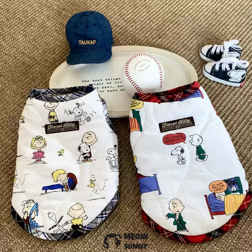 Dog pure cotton cartoon print plaid quilted vest autumn and winter