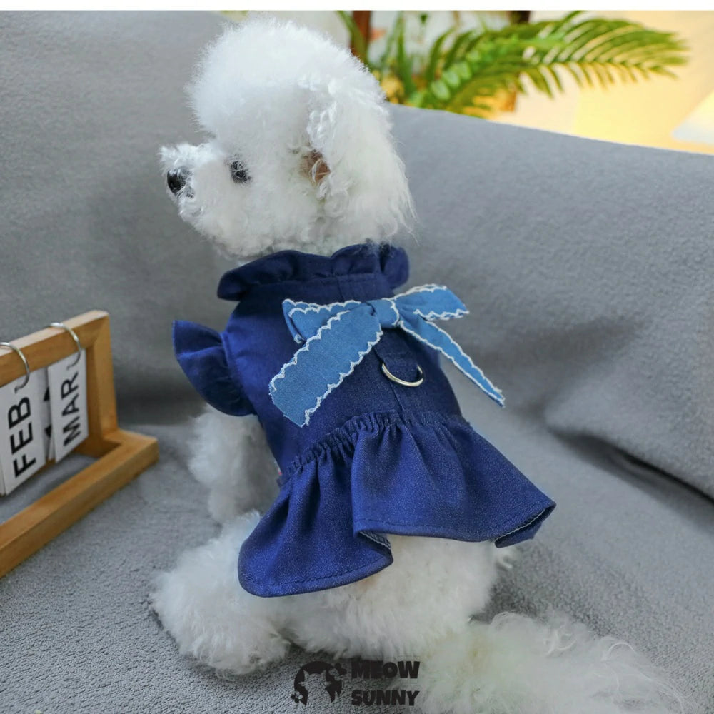 Dog denim skirt pet princess skirt