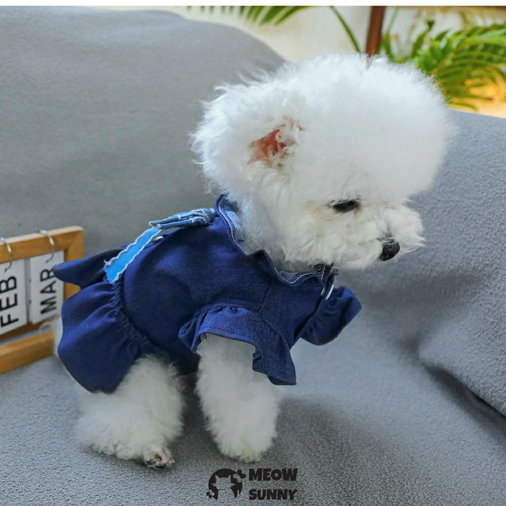 Dog denim skirt pet princess skirt