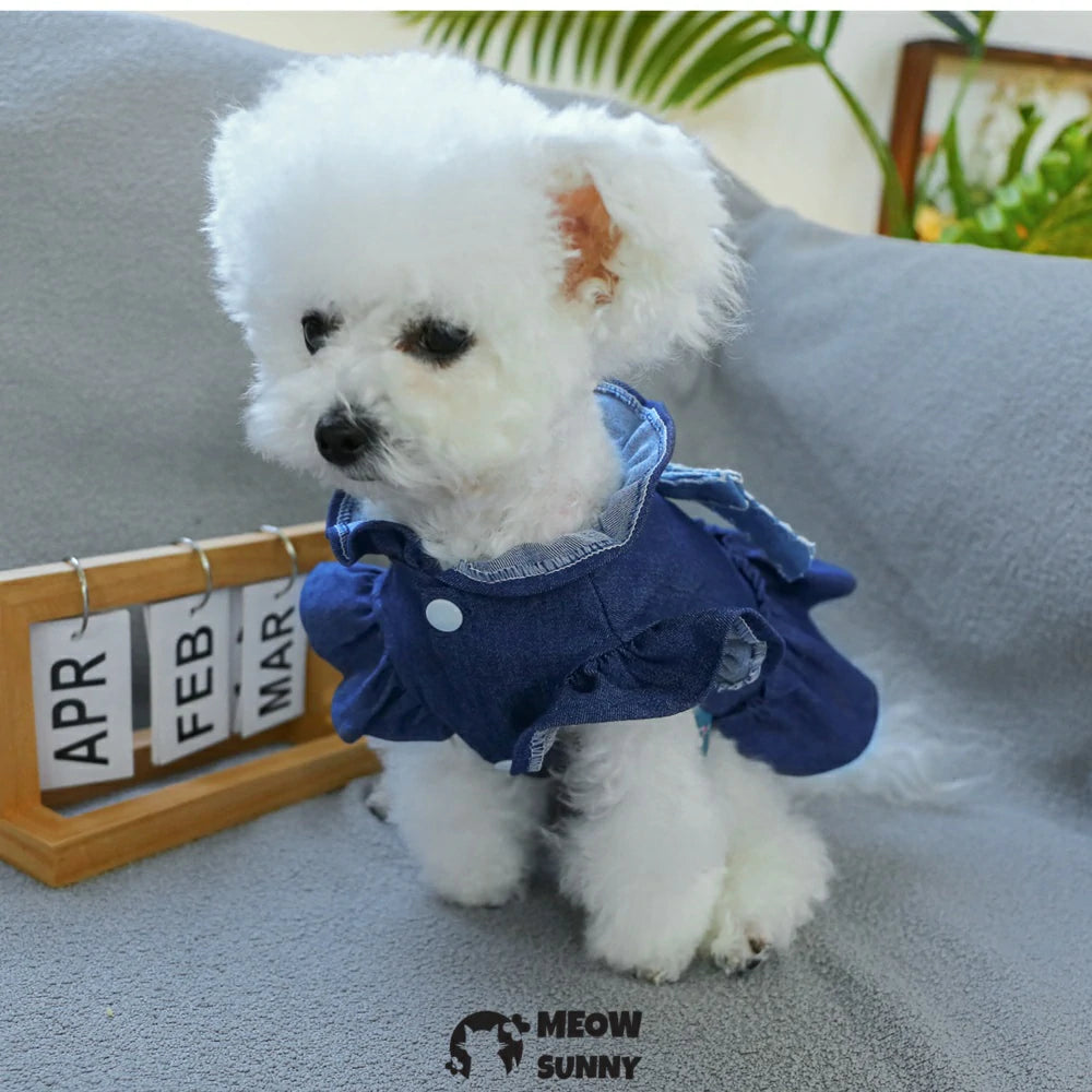 Dog denim skirt pet princess skirt