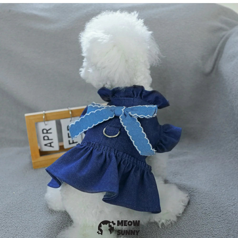 Dog denim skirt pet princess skirt