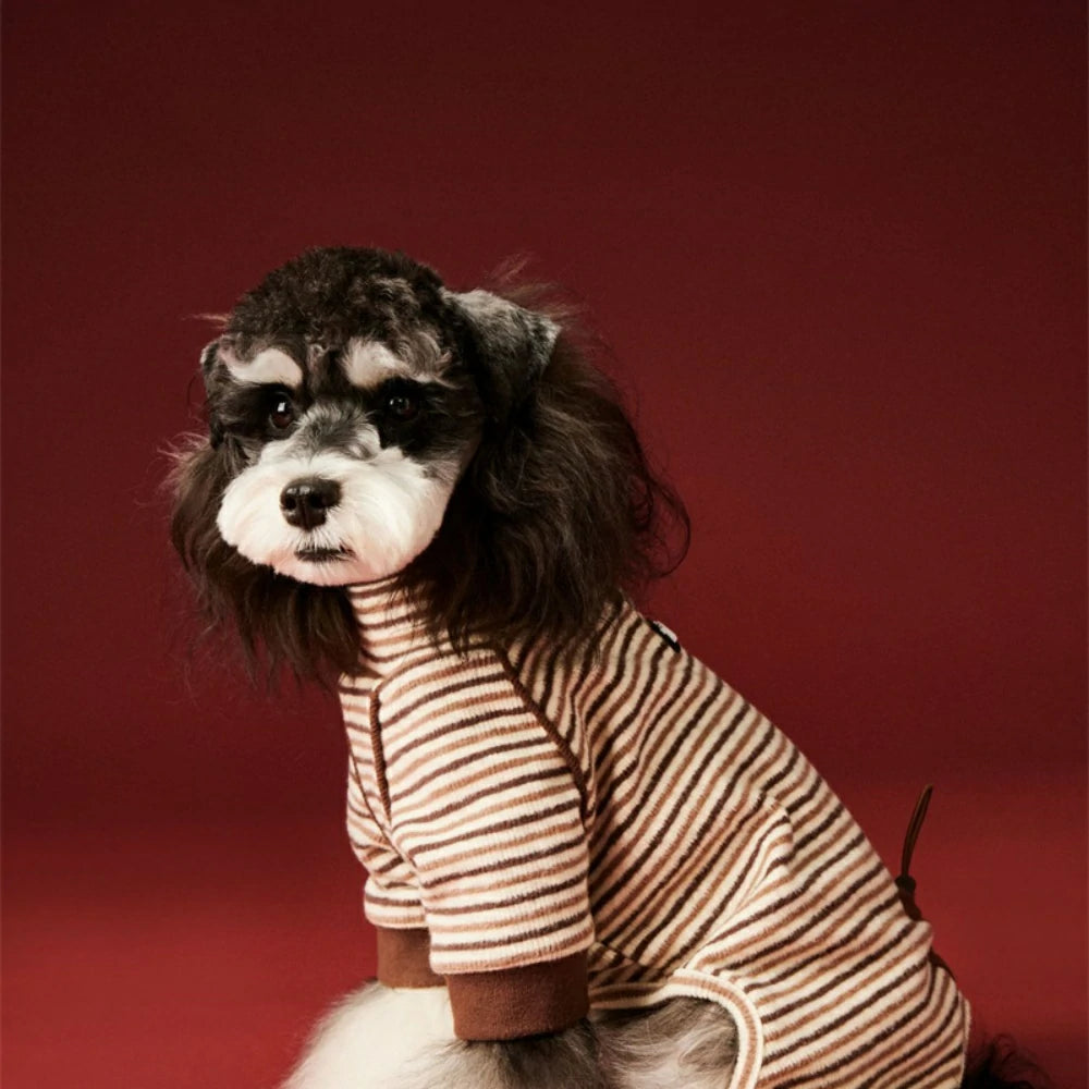 Dog four-legged coat striped four-legged base shirt autumn and winter