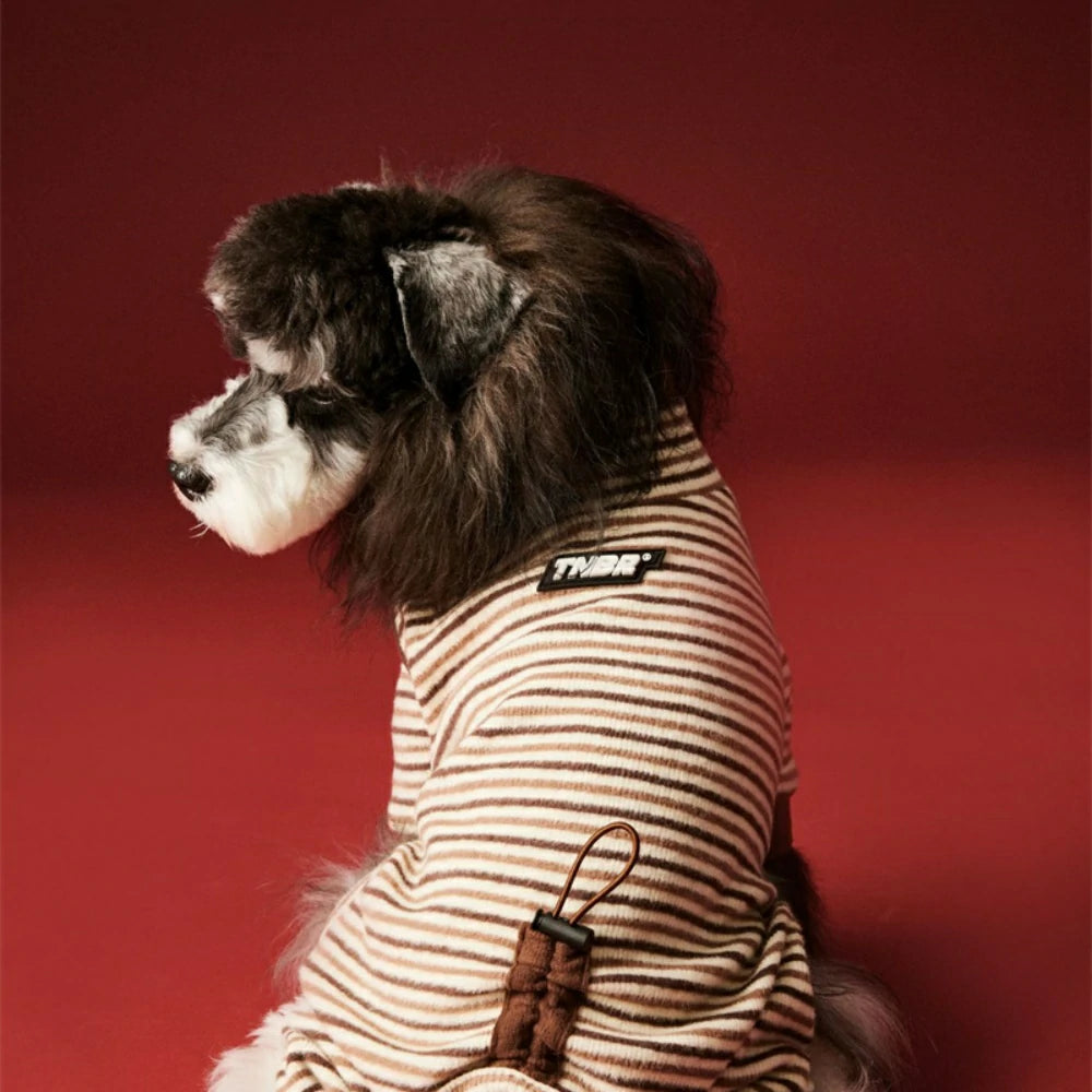 Dog four-legged coat striped four-legged base shirt autumn and winter
