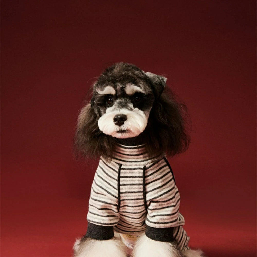 Dog four-legged coat striped four-legged base shirt autumn and winter