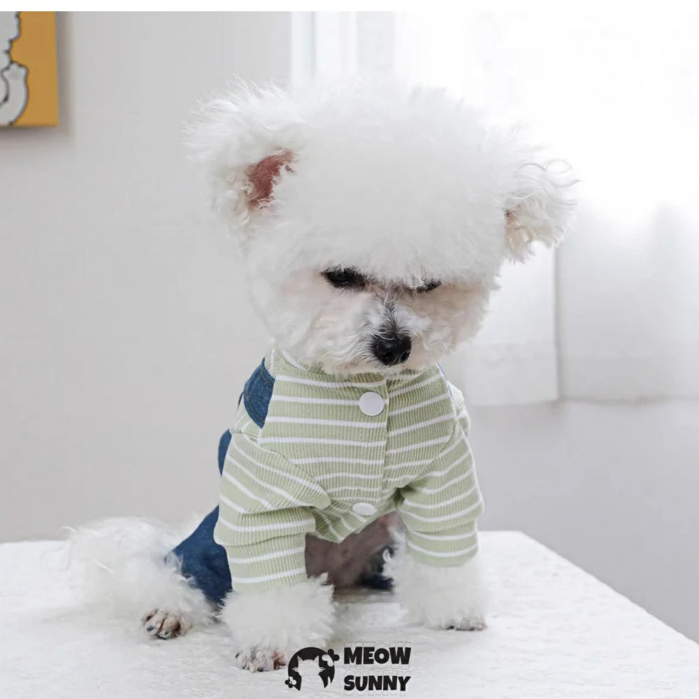 Dog overalls pet clothes heart four-legged pants