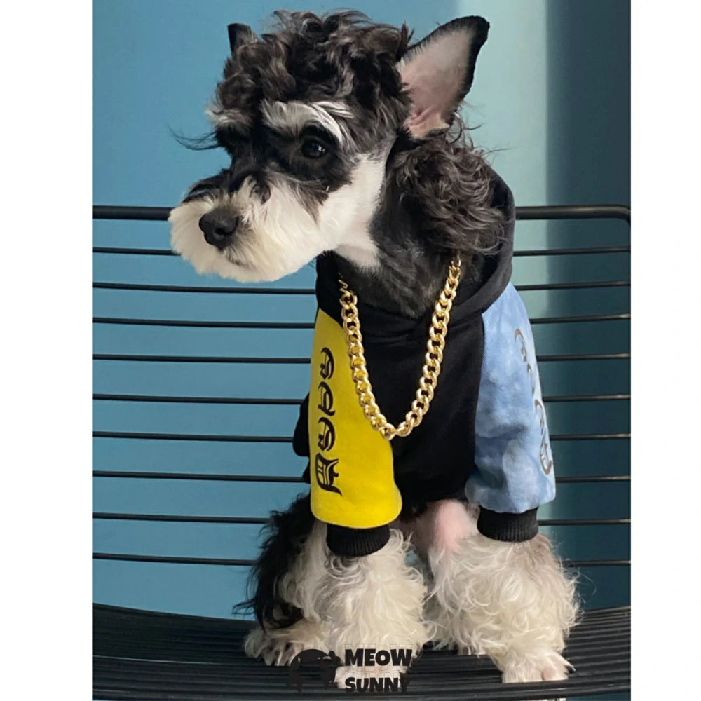 Dog spring and autumn anti-shedding color-blocked sweatshirt