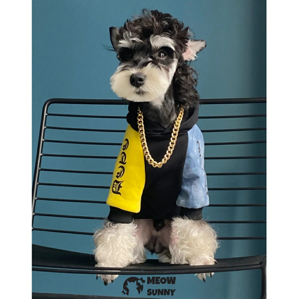 Dog spring and autumn anti-shedding color-blocked sweatshirt