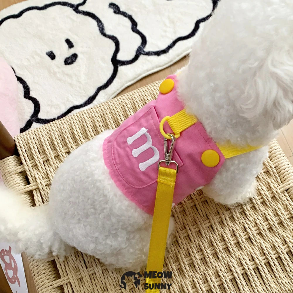 Dog vest style dog leash clothes chest back for walking
