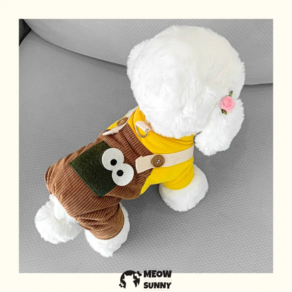 Dog winter clothes thick cotton coat traction four-legged overalls